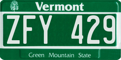 VT license plate ZFY429