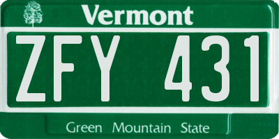 VT license plate ZFY431