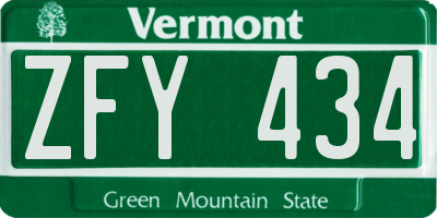 VT license plate ZFY434