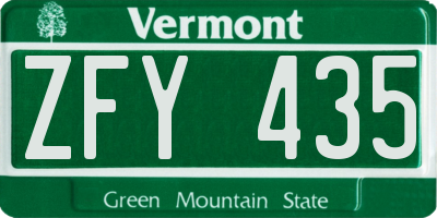 VT license plate ZFY435
