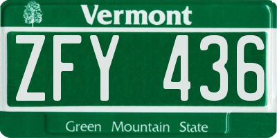 VT license plate ZFY436