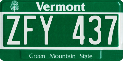 VT license plate ZFY437