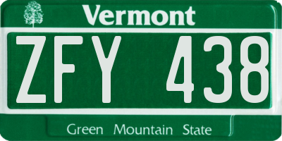 VT license plate ZFY438
