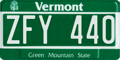 VT license plate ZFY440