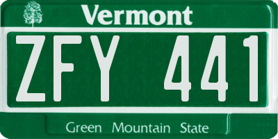 VT license plate ZFY441