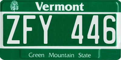 VT license plate ZFY446