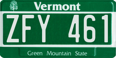 VT license plate ZFY461