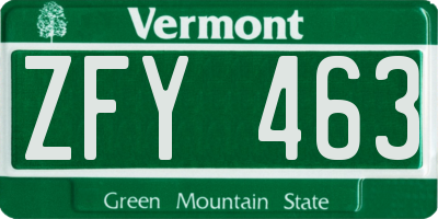 VT license plate ZFY463