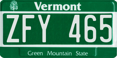 VT license plate ZFY465