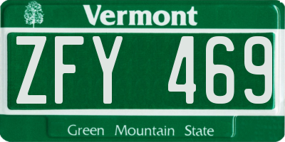 VT license plate ZFY469