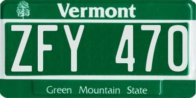 VT license plate ZFY470