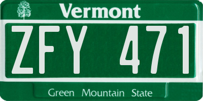 VT license plate ZFY471