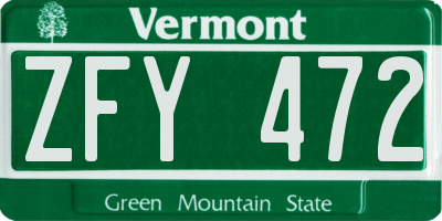 VT license plate ZFY472