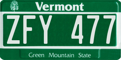 VT license plate ZFY477