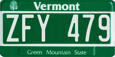 VT license plate ZFY479