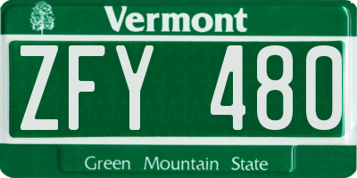 VT license plate ZFY480