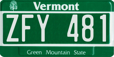 VT license plate ZFY481