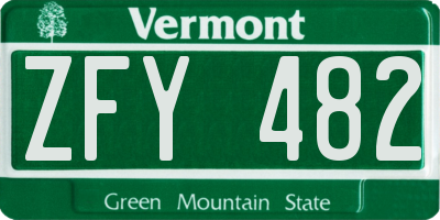 VT license plate ZFY482