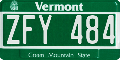 VT license plate ZFY484