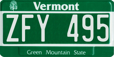 VT license plate ZFY495