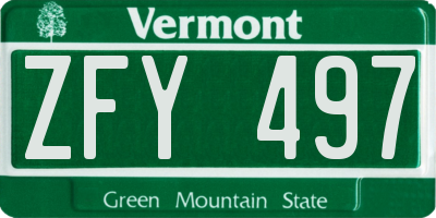 VT license plate ZFY497