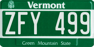 VT license plate ZFY499