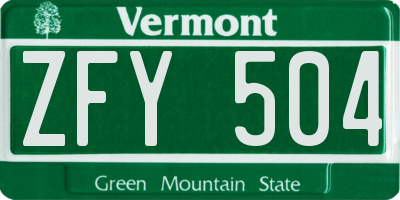 VT license plate ZFY504