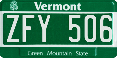 VT license plate ZFY506