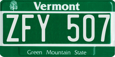 VT license plate ZFY507