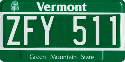 VT license plate ZFY511