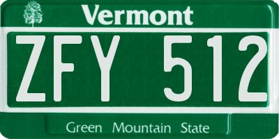 VT license plate ZFY512