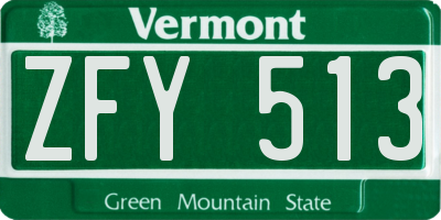 VT license plate ZFY513