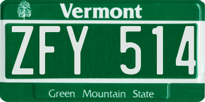 VT license plate ZFY514