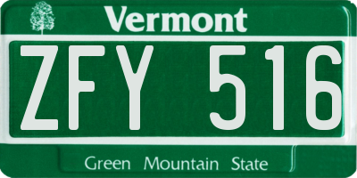 VT license plate ZFY516