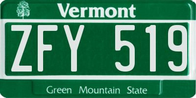 VT license plate ZFY519