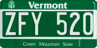 VT license plate ZFY520