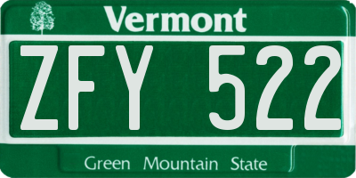 VT license plate ZFY522