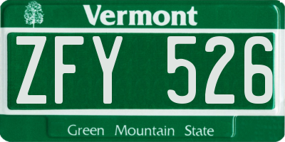 VT license plate ZFY526