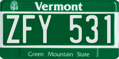 VT license plate ZFY531