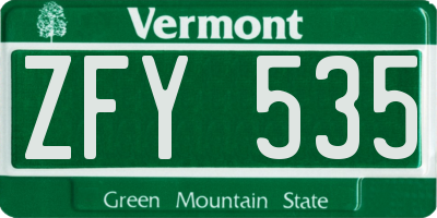 VT license plate ZFY535