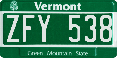 VT license plate ZFY538