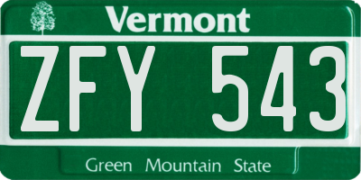 VT license plate ZFY543