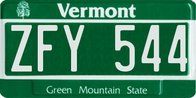 VT license plate ZFY544