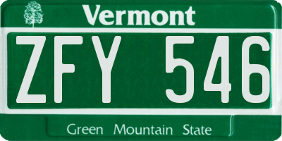 VT license plate ZFY546