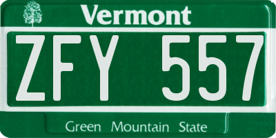 VT license plate ZFY557