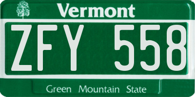 VT license plate ZFY558