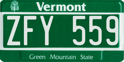 VT license plate ZFY559