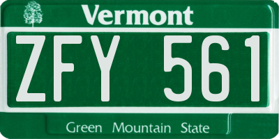 VT license plate ZFY561