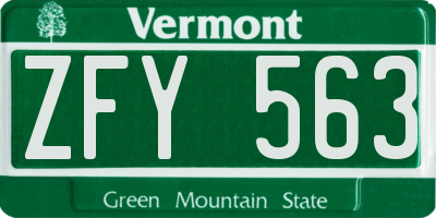 VT license plate ZFY563