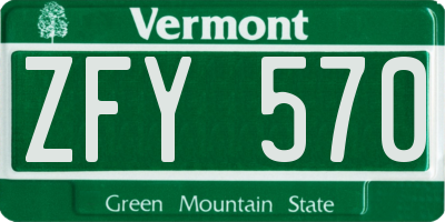 VT license plate ZFY570